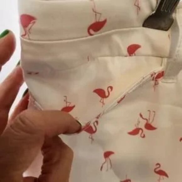 INTRO LOVE THE FIT White with Pink Flamingos Stretch Skort with Pockets Size 20W - Picture 2 of 7